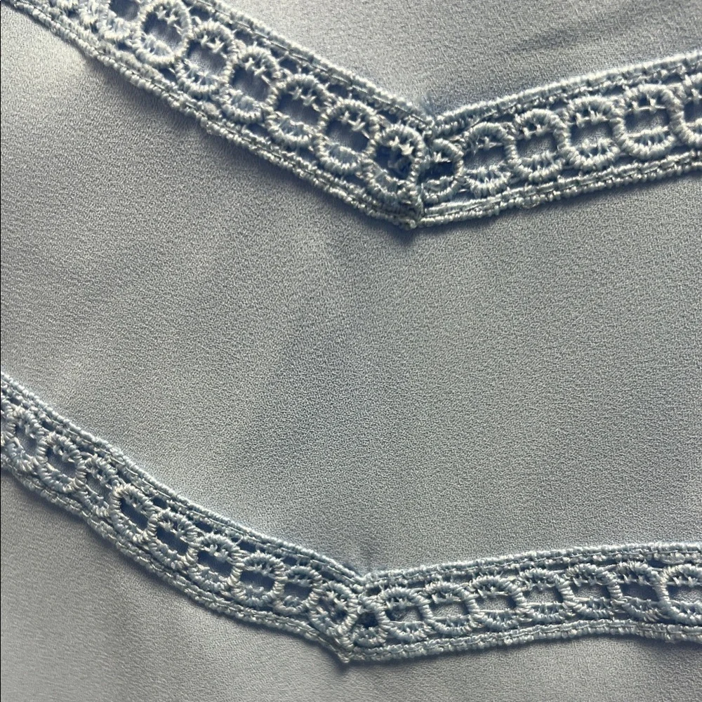 LOFT Sky Blue Blouse with Delicate Lace Accents